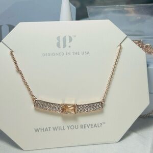 Bomb Party Sunlit Serenity Necklace NK16142 Smokey Topaz CZ  Rose Gold Plating